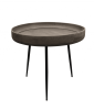 18" Black And Gray Solid Wood And Iron Round End Table