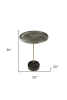 30" Black And Brown Solid Wood And Marble Round End Table