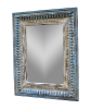 50" Blue and Silver Solid Wood Framed Accent Mirror