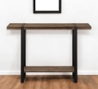 47" Brown and Black Wood and Metal Distressed Sled Console Table With Shelf