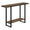 47" Brown and Black Wood and Metal Distressed Sled Console Table With Shelf