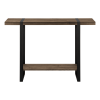 47" Brown and Black Wood and Metal Distressed Sled Console Table With Shelf