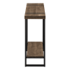 47" Brown and Black Wood and Metal Distressed Sled Console Table With Shelf