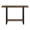 47" Brown and Black Wood and Metal Distressed Sled Console Table With Shelf