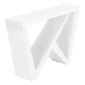 32" White Wood Abstract End Table