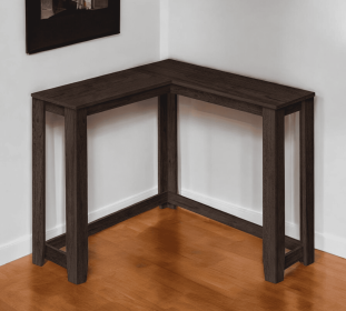 36" Espresso Solid Wood Distressed Corner Console Table