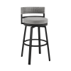 33" Light Gray Metal Swivel Low back Outdoor Bar Height chair with Footrest
