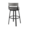 33" Light Gray Metal Swivel Low back Outdoor Bar Height chair with Footrest