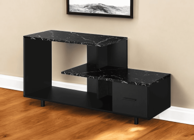 47" Black Cabinet Enclosed Storage TV Stand