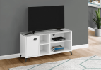 47" Gray And White Wood Enclosed and Open Storage TV Stand