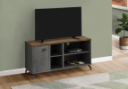 47" Brown And Gray Distressed Reclaimed Wood Enclosed and Open Storage TV Stand