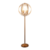 64" Gold Four Light Floor Lamp With Modern Gold Geometric Globe Shade