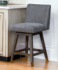 26" Gray and Wood Brown Solid Wood Counter Height Swivel Bar Chair