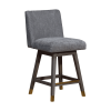 26" Gray and Wood Brown Solid Wood Counter Height Swivel Bar Chair