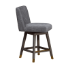 26" Gray and Wood Brown Solid Wood Counter Height Swivel Bar Chair