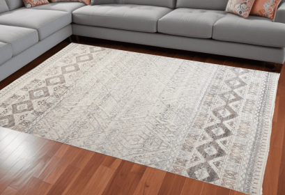 12' X 15' Gray Ivory And Pink Geometric Hand Knotted Area Rug