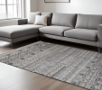 10' X 13' Gray and Ivory Geometric Hand Knotted Area Rug