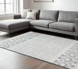 10' X 13' Ivory and Blue Geometric Hand Knotted Area Rug