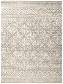 10' X 13' Ivory Tan And Gray Geometric Hand Knotted Area Rug
