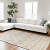 12' X 15' Gray And Ivory Geometric Hand Knotted Area Rug