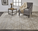 12' X 15' Gray And Ivory Geometric Hand Knotted Area Rug