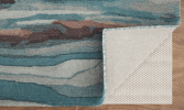 8' X 10' Blue Red And Ivory Wool Abstract Tufted Handmade Stain Resistant Area Rug