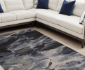 8' X 10' Blue and Black Wool Abstract Hand Tufted Area Rug