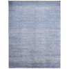 12' X 15' Blue and Ivory Wool Striped Shag Hand Knotted Area Rug