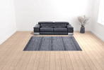 9' X 12' Blue And Gray Wool Striped Hand Knotted Area Rug