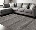 12' X 15' Gray Ivory And Brown Wool Striped Shag Hand Knotted Area Rug
