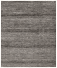 12' X 15' Gray Ivory And Brown Wool Striped Shag Hand Knotted Area Rug