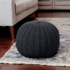 20" Black 100% Cotton Ottoman