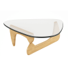 50" Clear And Natural Glass And Solid Wood Triangle Coffee Table