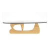 50" Clear And Natural Glass And Solid Wood Triangle Coffee Table