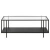 45" Clear And Black Glass And Steel Coffee Table With Shelf