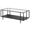 45" Clear And Black Glass And Steel Coffee Table With Shelf