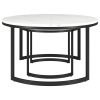 Set of Two 36" White And Black Faux Marble And Steel Round Nested Coffee Tables