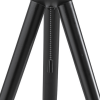 23" Black Solid Wood Tripod Table Lamp With White Ribbed Glass Shade