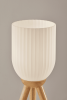 23" Natural Solid Wood Tripod Table Lamp With White Ribbed Glass Shade