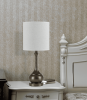 25" Rust Metal Round Table Lamp With White Drum Shade