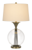 31" Bronze Metal Globe Table Lamp With White Empire Shade
