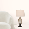 31" Bronze Glass Table Lamp With White Empire Shade