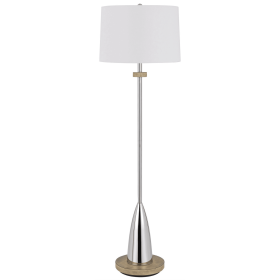 61" Chrome Traditional Shaped Floor Lamp With White Square Shade
