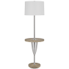 61" Chrome Tray Table Floor Lamp With White Square Shade