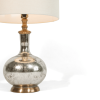 27" Silver Metallic Glass LED Table Lamp With Ivory Drum Shade