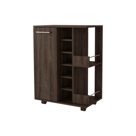 Black Rolling Bar Cart With Wine Storage