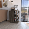 Black Rolling Bar Cart With Wine Storage