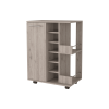 Brown Rolling Bar Cart With Wine Storage