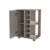 Brown Rolling Bar Cart With Wine Storage
