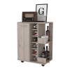 Brown Rolling Bar Cart With Wine Storage